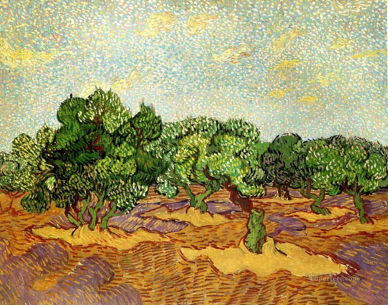 Olive Grove Pale Blue Sky Vincent van Gogh scenery Oil Paintings